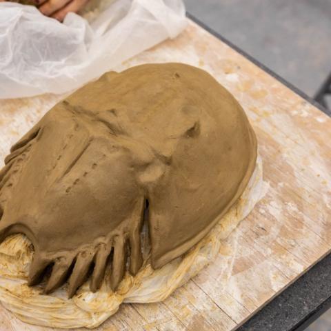 A ceramic horseshoe crab