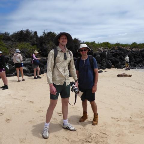 Michael collecting wildlife data in Galapagos