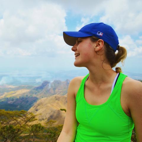 A woman hiking