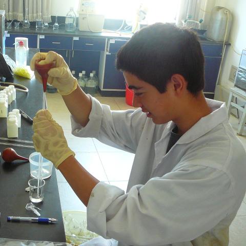 A young man in a lab