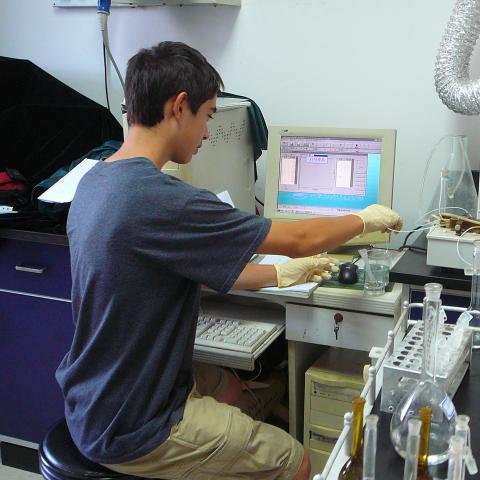 A young man in a lab