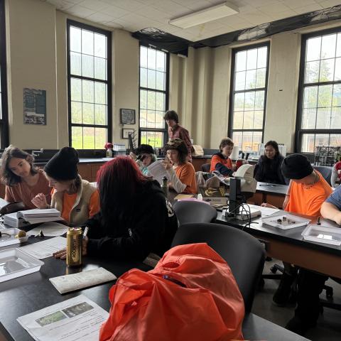 Students in the science center lab