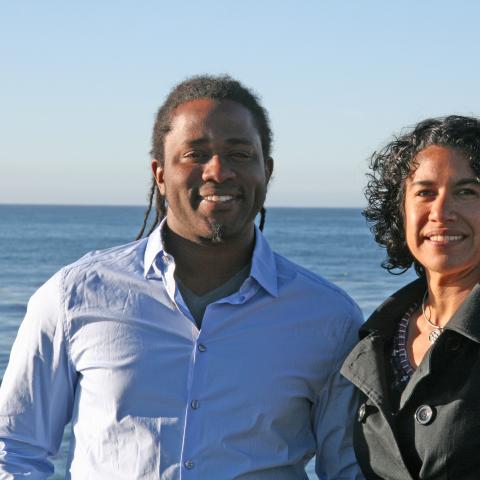 Justin Cummings and Erika Zavaleta in front of the ocean