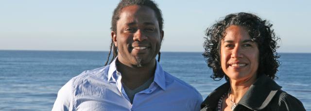 Justin Cummings and Erika Zavaleta in front of the ocean